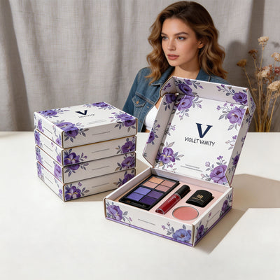 Cajas de Envío Impresas a Medida | Flores a Todo Color por Dentro y por Fuera para Maquillaje, Joyería y Cajas de Suscripción | MOQ 100 unidades