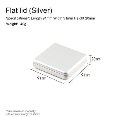 Custom 91x91x20mm Flat Square Rounded Corner Tin Box | Multi-Color Green Gray Gold Black Red Orange Teal Flat Press Lid Full-Color Print for Tea Jewelry Card Stationery & Small Brand Gift Tin | MOQ 100 pcs