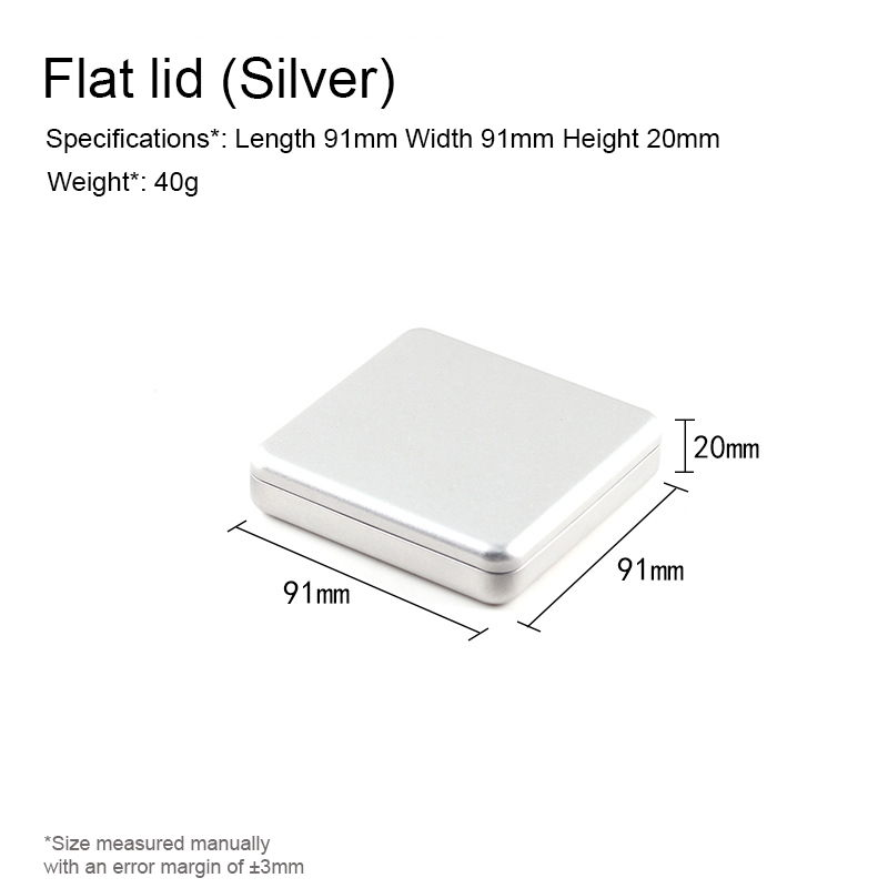 Custom 91x91x20mm Flat Square Rounded Corner Tin Box | Multi-Color Green Gray Gold Black Red Orange Teal Flat Press Lid Full-Color Print for Tea Jewelry Card Stationery & Small Brand Gift Tin | MOQ 100 pcs