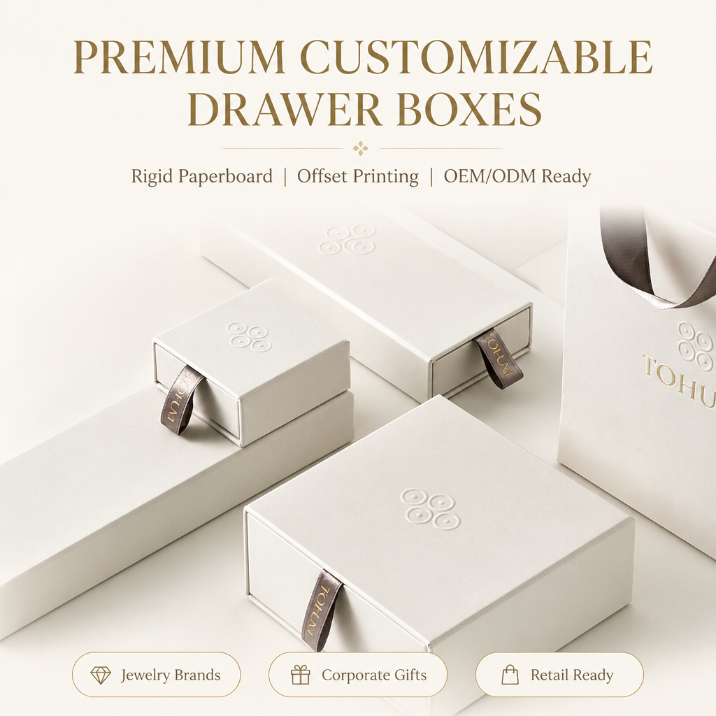 Caja de regalo personalizada con cajón y logotipo grabado en relieve todo blanco | Interior de forro de seda y mensaje de marca para pañuelos, chales y accesorios de moda de lujo Embalaje premium | MOQ 100 unidades