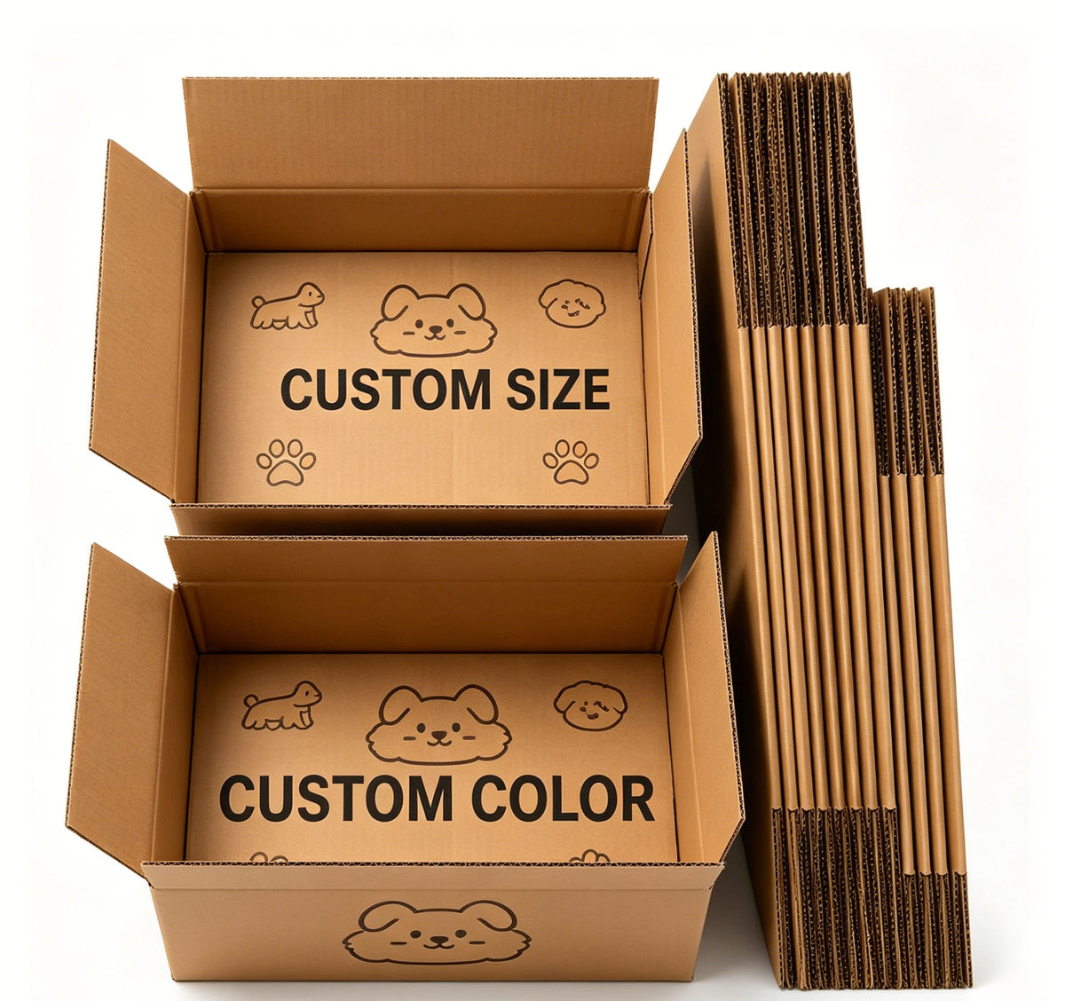 Cajas de envío corrugadas para marcas de mascotas de tamaño personalizado | Caja de envío con estampado de perro y gato personalizada a color para artículos de mascotas | MOQ 100 unidades