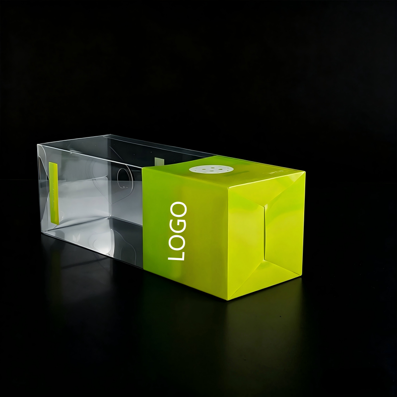 Custom Crystal Clear PVC Folding Display Box with Round Hang Hole | Bottom Full Color Brand Logo Print for USB Cable Charging Cable Pickleball Sports Accessories Electronics Brand Retail Shelf Display | MOQ 100 pcs