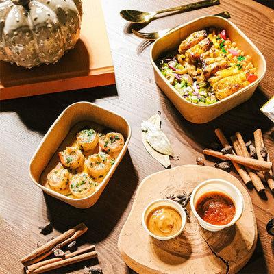 Custom Kraft Paper Square Poke Bowls | Salad Grain Bowl Takeout Container with Logo | MOQ 100 pcs