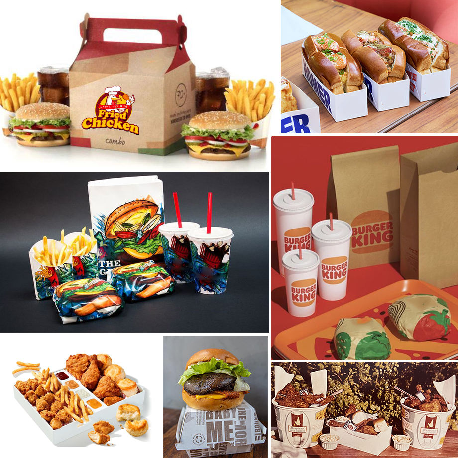 Custom Graffiti Print Fast Food Paper Packaging Set | Burger Box Fry Box Chicken Box Tray Bag & Cup | MOQ 100 pcs