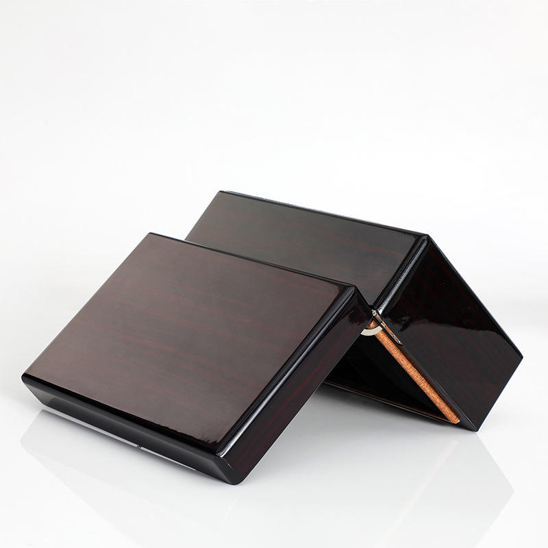 Custom Piano Lacquer Solid Wood Watch Box | 2-3 Slot High-Gloss Dark Brown or Black Natural Wood Edge Black Velvet Lining Watch Pillow Metal Hinge Lock for Luxury Watch Jewelry Brand Gift | MOQ 100 pcs