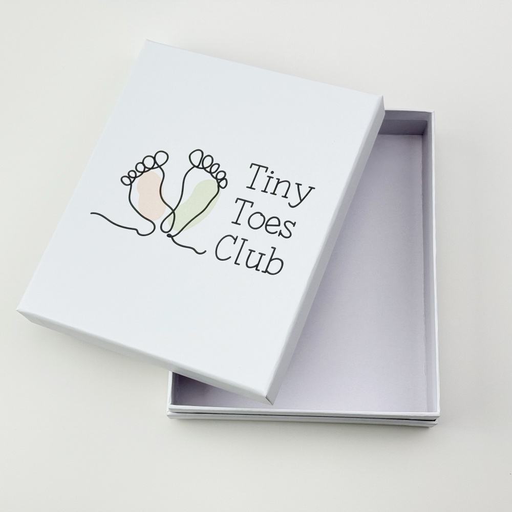 Custom Full-Color Print Two-Piece Lid and Base Gift Box | White Base Multi-Size for Baby Shower Birthday Snack Beauty Pet & Holiday Gift Set Packaging | MOQ 100 pcs