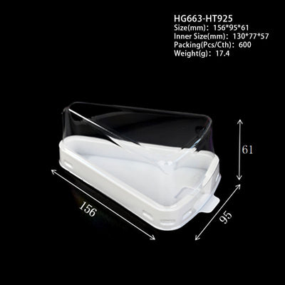 Clear PET Triangle Cake Slice Box with White or Black Tray | Transparent Dome Lid Single Serving Packaging for Bakery Dessert Shop & Cafe Takeaway Display | MOQ 100 pcs