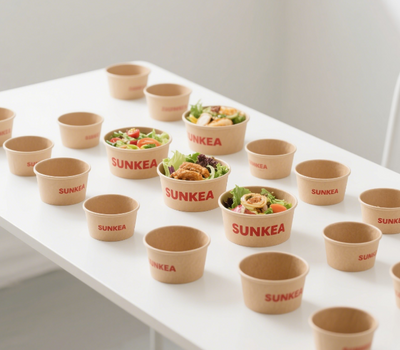 Cuencos redondos de papel Kraft personalizados | Envase de 12oz a 50oz para ensaladas y pollo para llevar con logotipo | Cantidad mínima de pedido 100 unidades