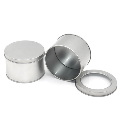 Custom Large Round Tin Can with Optional Clear Window Lid | Multi-Color Full-Color Print Silver Black Christmas for Cookie Tea Candy Candle & Puzzle Gift Tin Packaging | MOQ 100 pcs