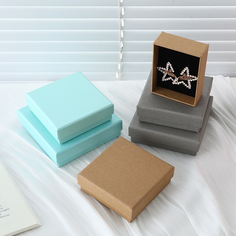 Custom Jewelry Gift Box with Black Velvet Insert | Multi-Color Multi-Size for Ring Earring Bracelet Necklace & Bangle Retail Packaging | Orange Tiffany Blue Navy Green | MOQ 100 pcs