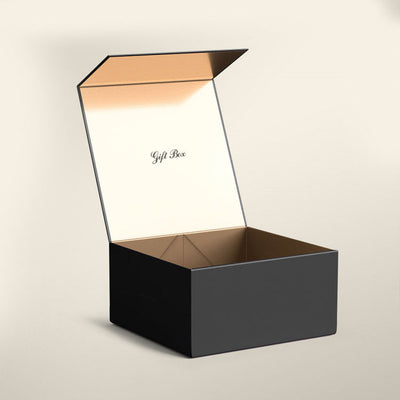 Custom Matte Black Foldable Magnetic Gift Box | Gold Metallic Interior Multi-Size for Fashion Beauty Jewelry E-Commerce & Corporate Gifts | MOQ 100 pcs
