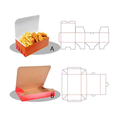 Cajas de papel personalizadas para pollo frito | Caja para pollo con tapa abatible y bandeja para alimentos con logo | Cantidad mínima de pedido: 100 unidades