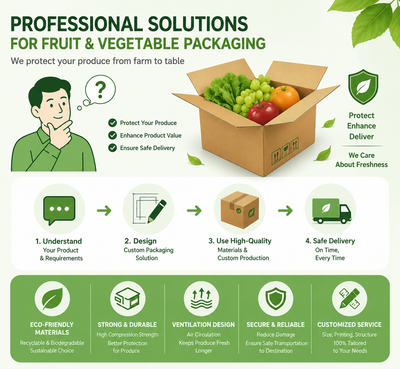 Cajas Personalizadas de Cartón Ondulado para Verduras y Hortalizas | Bandeja RSC Ventilada con Bisagras y Caja Apilable con Logotipo | Cantidad Mínima de Pedido 100 unidades