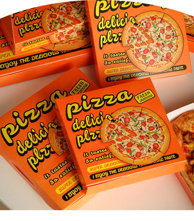 Custom Full-Color Print Pizza Box | Orange Square and Handle Carry Style with Brand Logo Print for Pizza Restaurant Fast Food & Takeaway Delivery Packaging | MOQ 100 pcs