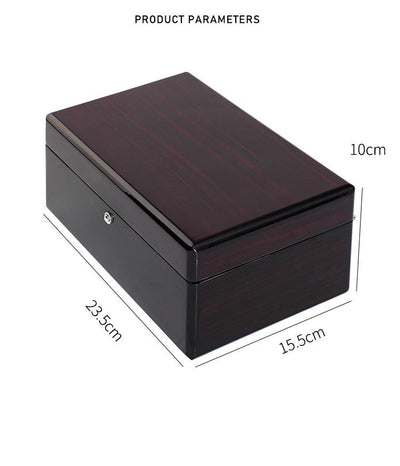 Custom Piano Lacquer Solid Wood Watch Box | 2-3 Slot High-Gloss Dark Brown or Black Natural Wood Edge Black Velvet Lining Watch Pillow Metal Hinge Lock for Luxury Watch Jewelry Brand Gift | MOQ 100 pcs