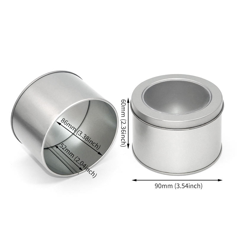 Custom Large Round Tin Can with Optional Clear Window Lid | Multi-Color Full-Color Print Silver Black Christmas for Cookie Tea Candy Candle & Puzzle Gift Tin Packaging | MOQ 100 pcs