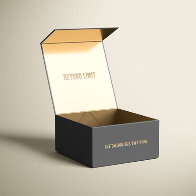 Custom Matte Black Magnetic Gift Box | Gold Foil Logo & Gold Interior Lining for Luxury Apparel Sports Corporate & Premium Gifts | MOQ 100 pcs