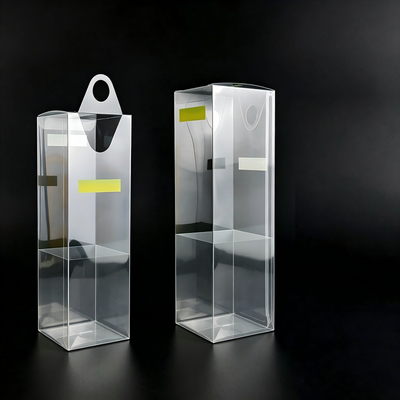Custom Crystal Clear PVC Folding Display Box with Round Hang Hole | Bottom Full Color Brand Logo Print for USB Cable Charging Cable Pickleball Sports Accessories Electronics Brand Retail Shelf Display | MOQ 100 pcs
