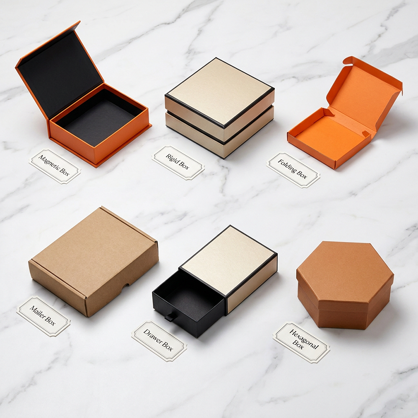 Caja de regalo personalizada con cajón y estampado a todo color con bolsa de mano a juego | Patrón étnico geométrico interior azul marino para sets de regalo de marcas de té, alimentos premium y festivales | Cantidad mínima de pedido 100 unidades