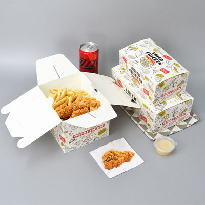 Juego de embalaje personalizado para comida rápida | Cajas de hamburguesas, vasos para patatas fritas y bolsas de papel con logo | MOQ 100 unidades