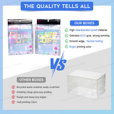 Custom Crystal Clear PVC Folding Display Packaging Box | Full Color Insert Label Design Multi-Height Sizes for Serum Capsule Ampoule Health Supplement Beauty Retail Counter Display | OEM ODM MOQ 100 pcs