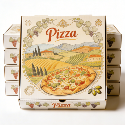 Cajas de pizza octogonales personalizadas | Logotipo en lámina dorada Kraft y embalaje de cartón ondulado negro | Cantidad mínima de pedido: 100 unidades