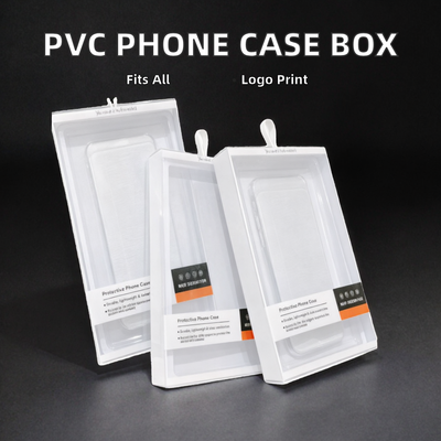 Custom Clear PVC Phone Case Retail Packaging Box | White Black Cardboard Back Card Hang Hole Full Color Brand Logo Print Multi-Model for Mobile Phone Case Accessories Brand Retail Shelf & Online Platform | MOQ 100 pcs