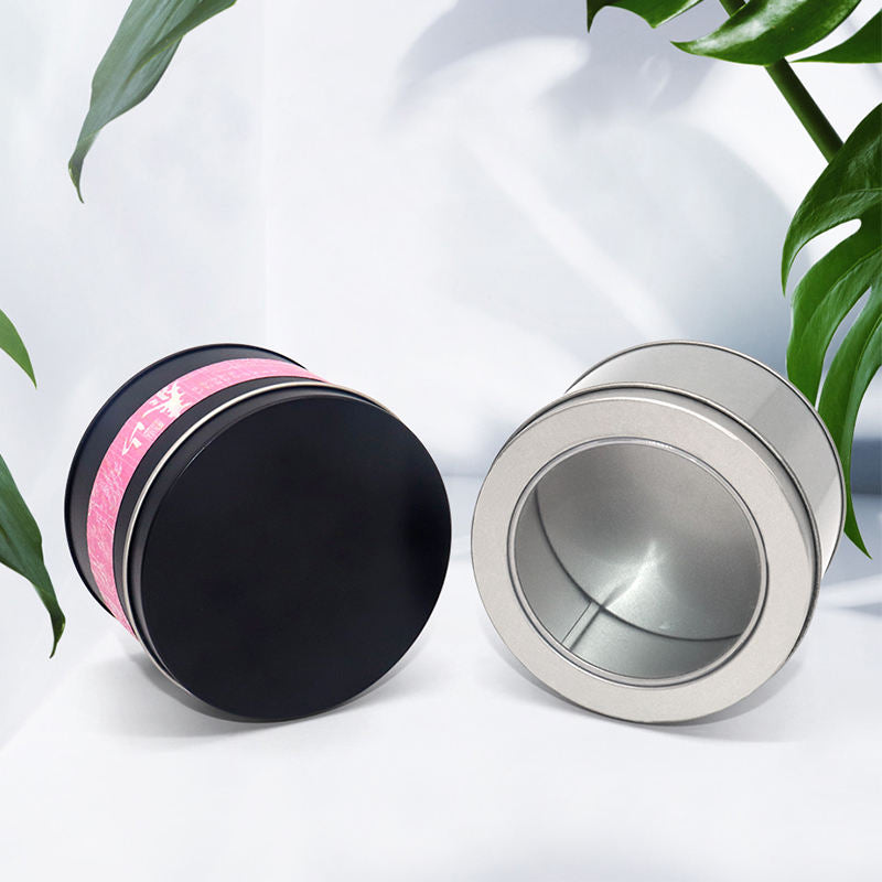 Custom Large Round Tin Can with Optional Clear Window Lid | Multi-Color Full-Color Print Silver Black Christmas for Cookie Tea Candy Candle & Puzzle Gift Tin Packaging | MOQ 100 pcs
