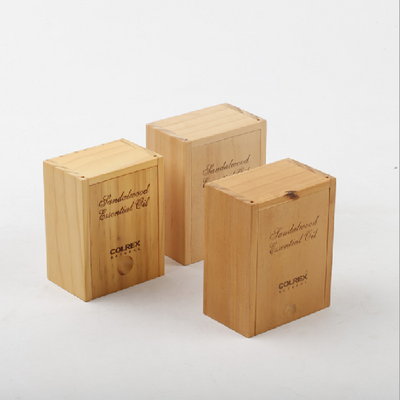 Custom Natural Pine Bamboo Laser Engraved Sliding Lid Small Square Wood Box | Finger Pull Groove Top Brand Logo & Product Name Engraving Unfinished Natural Grain for Essential Oil Soap Candle Tea Organic Brand Gift | MOQ 100 pcs