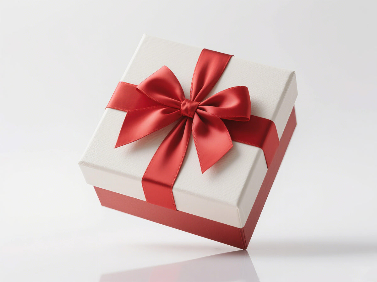 Custom Two-Piece Lid and Base Gift Box | Satin Ribbon Bow & Shredded Paper Fill for Christmas Valentine Wedding & Holiday Retail Gift Packaging | Multi-Color | MOQ 100 pcs