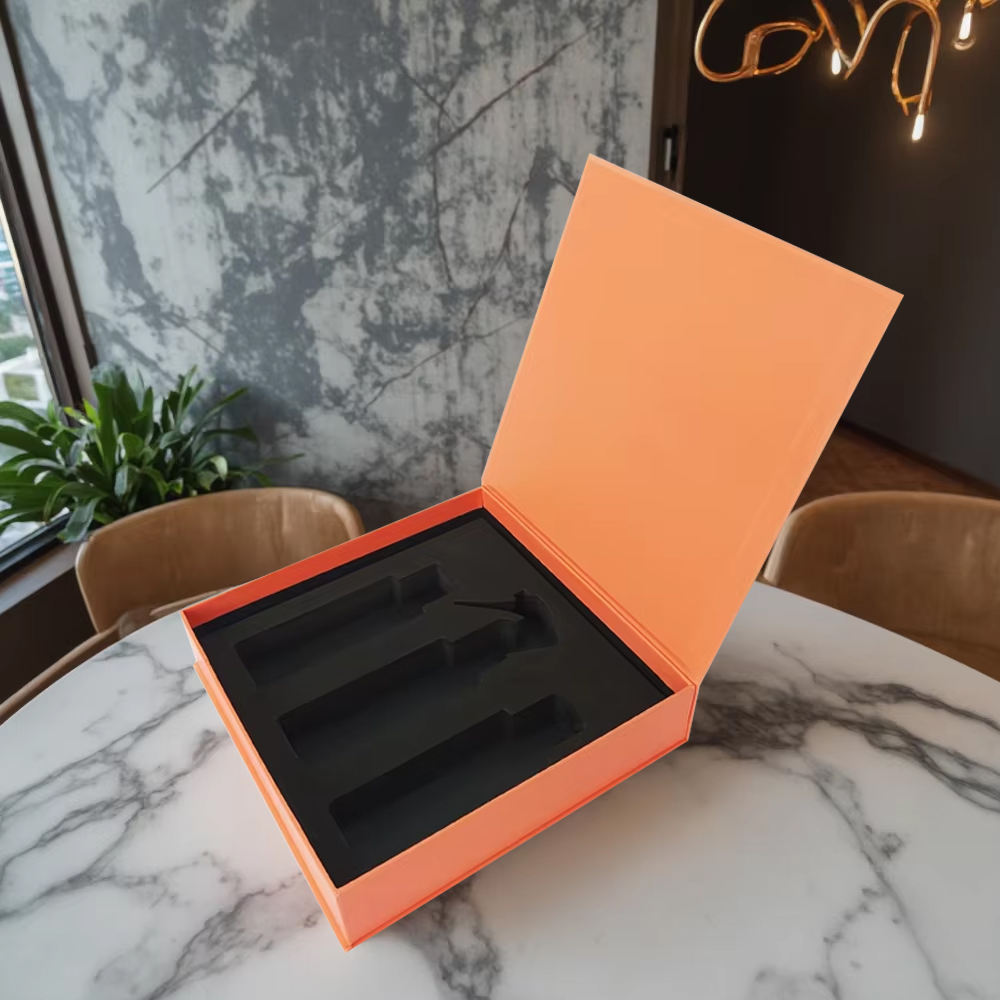 Custom Magnetic Gift Box with Custom-Cut EVA Foam Insert | Multi-Color Holographic Logo for Watch Earphone Tech & Corporate Premium Gift Sets | MOQ 100 pcs
