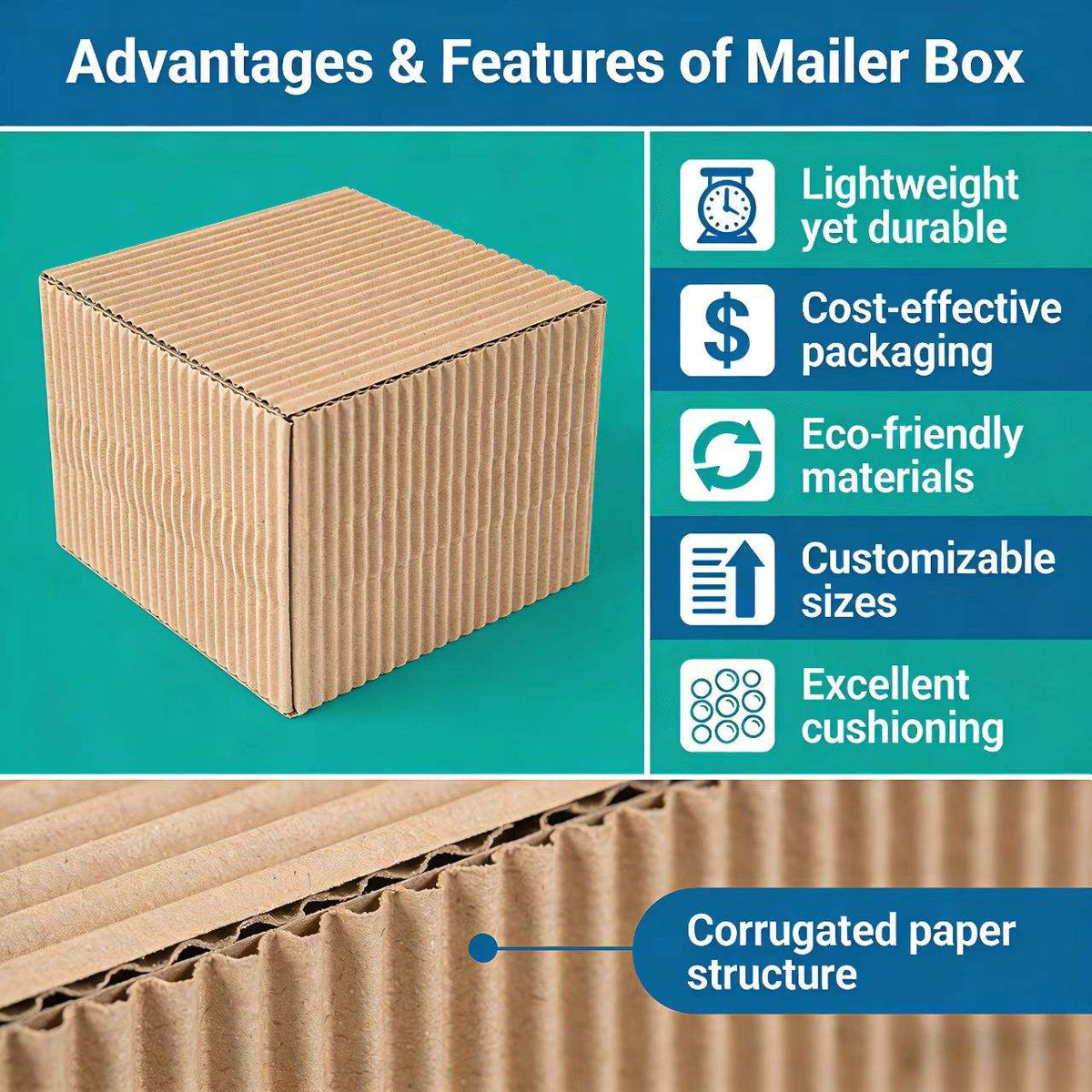 Custom Super Large Corrugated Mailer Box | Full Color Inside & Outside Print for Apparel Shoes E-Commerce Subscription & Food Delivery Brands | MOQ 100 pcs