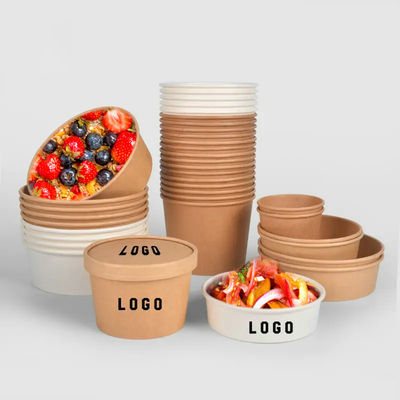 Custom Kraft Paper Square Food Containers with Lid | 500ml 650ml 750ml 1000ml Salad Lunch Box with Logo | MOQ 100 pcs