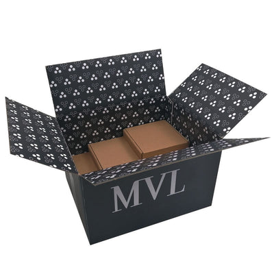 Cajas de envío corrugadas personalizadas con marca | Impresión a todo color interior y exterior para comercio electrónico y cajas de suscripción | Cantidad mínima de pedido 100 unidades