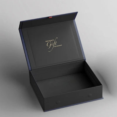 Custom Large Magnetic Gift Box | Navy Blue or Lavender Tonal Interior Gold Script Logo for Holiday Luxury Apparel Subscription & Premium Gift Sets | MOQ 100 pcs