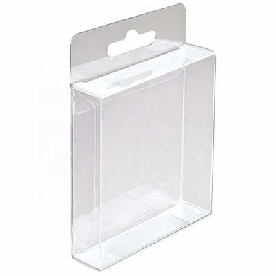 Custom Crystal Clear PVC Folding Display Box with Euro Hang Hole | Multi-Size Optional Full Color Print for Electronics Accessories Toys Beauty Tools Stationery Hardware Small Appliance General Retail Shelf Display | MOQ 100 pcs