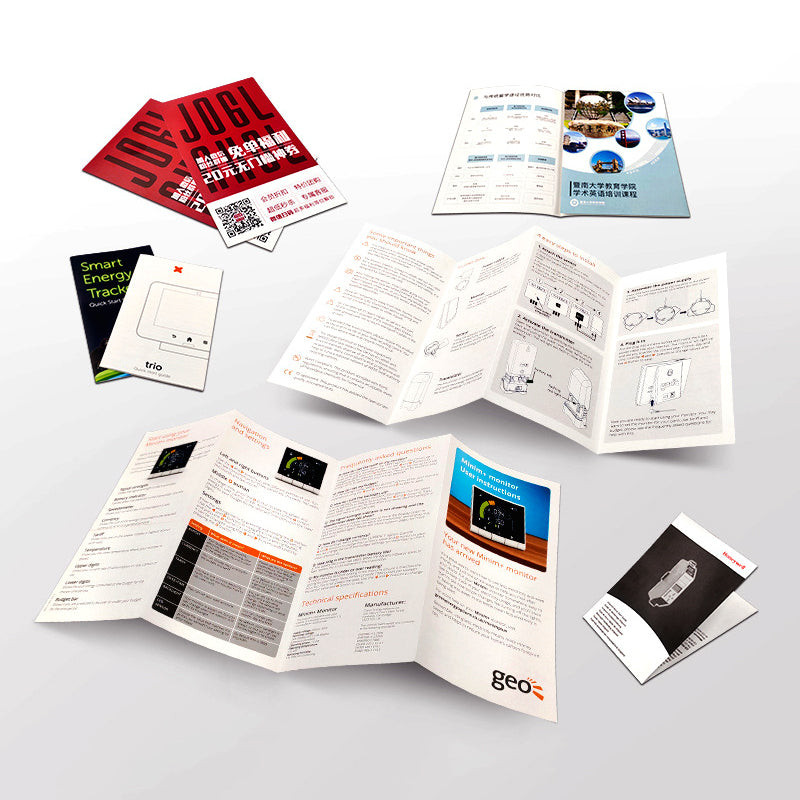Factory Professional Customized Folded Manual Leaflet Printing Full Color CMYK Product Instruction Pamphlet Advertising Flyer Custom Logo Foldable Brochure Printing Service