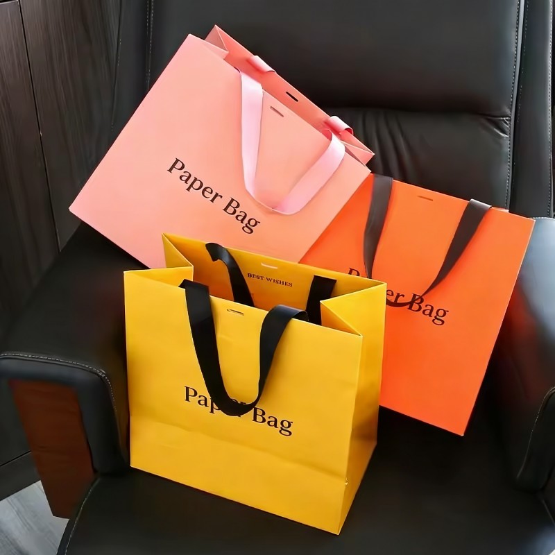 Factory Direct Classic Supermarket Paper Bags Eco Recyclable Custom Logo For Grocery Fruit Vegetable Retail Takeaway Pack