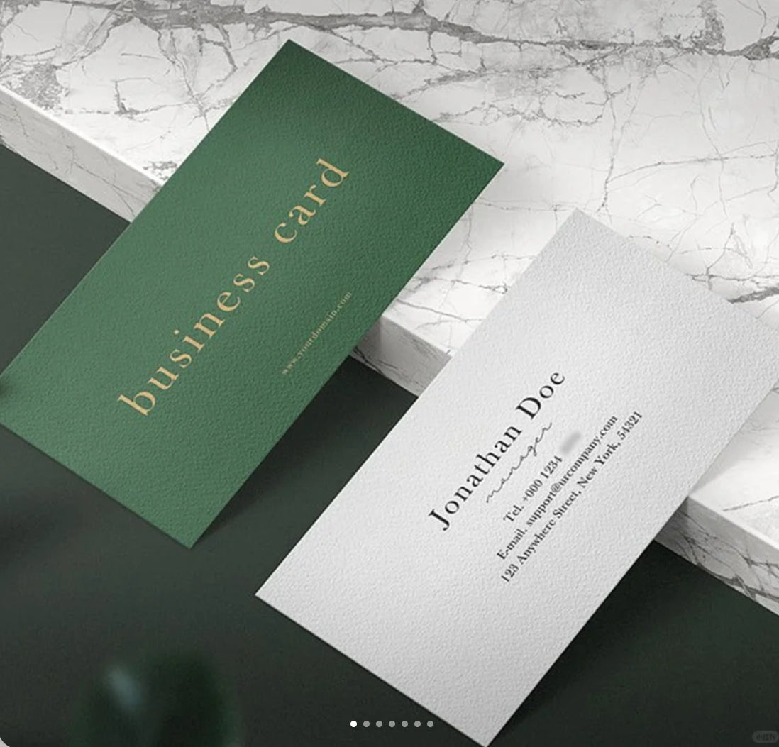 High Quality Black & Green Custom Thank You Card Printing Gold Foil Thick Matte Cardstock Custom Logo E-commerce Packaging Insert Greeting Card Wholesale Printing Service