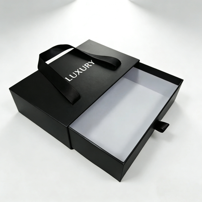 Custom Luxury Black Drawer Gift Box Custom Logo Matte Recyclable Slide Rigid Paper Packaging Box For Jewelry Cosmetic Watch Belt Small Premium Gifts