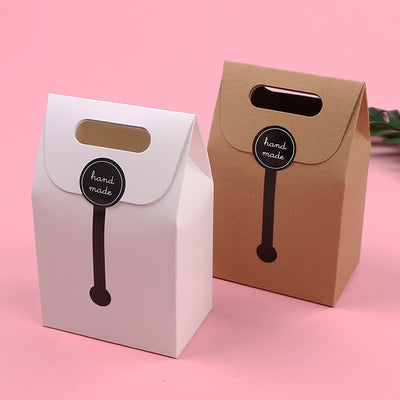 Portable Kraft Paper Bag For Biscuit Food Grade Greaseproof Recyclable Custom Logo Bakery Snack Gift Pack