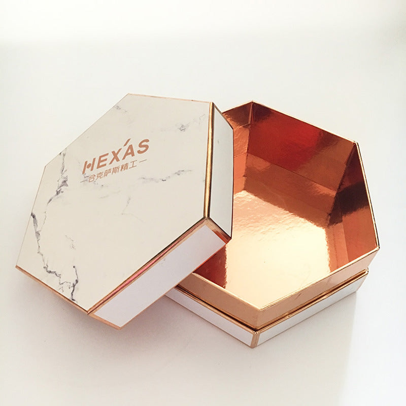 Hexagonal Cardboard Rigid Gift Box With Custom Divided Insert Custom Logo Print Luxury Packaging For Chocolate Candle Cosmetic Jewelry Wedding Holiday OEM Wholesal