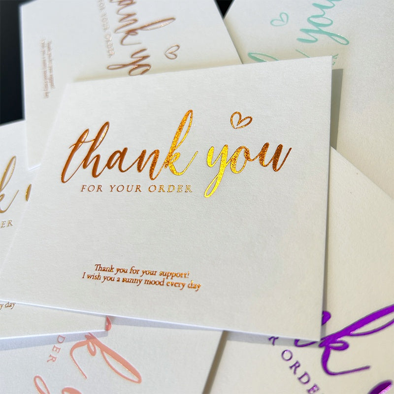 Factory Wholesale Custom Logo Printing Thank You Cards Personalized Paper Insert Card With Envelope Gold Foil UV Print Small Business Gift After-sales Greeting Card OEM ODM
