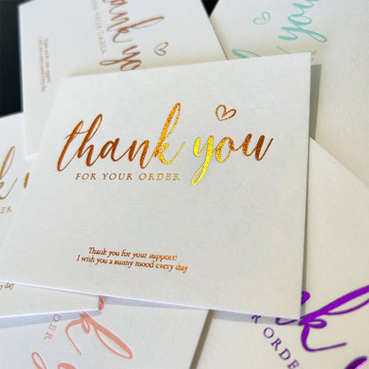 Factory Wholesale Custom Logo Printing Thank You Cards Personalized Paper Insert Card With Envelope Gold Foil UV Print Small Business Gift After-sales Greeting Card OEM ODM