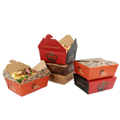 Disposable Fast Food Packaging Box Food Grade Greaseproof Custom Logo Paper Container For Fried Chicken Nuggets French Fries Takeaway Catering Delivery