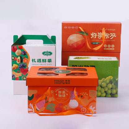 Custom Hand Carry Book Shaped Corrugated Gift Box Recyclable Kraft Paper Box With Portable Handle For Wine Fruit Cosmetic Corporate Gift Set