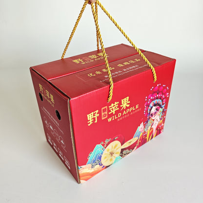 High Quality Custom Logo Hard Corrugated Gift Box Recyclable Kraft Paper Packaging With Handle For Wine Fruit Corporate Festival Gift