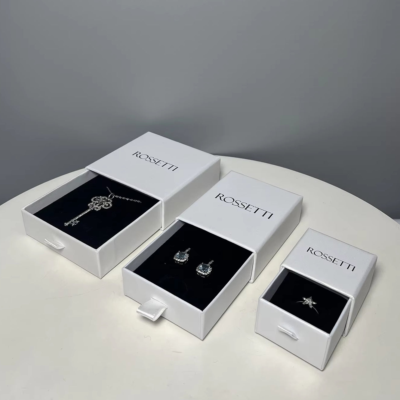Sliding Drawer Jewelry Packaging Box Custom Logo Recyclable Paper Slide Gift Box For Ring Earring Necklace Bracelet Small Jewelry