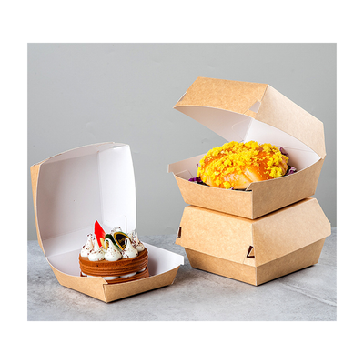Wholesale Customizable Disposable Corrugated Hamburger Takeaway Box Food Grade Greaseproof Clamshell Carton Custom Logo For Fast Food Restaurant Delivery