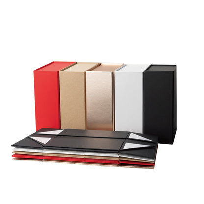 Wholesale Custom Logo Ribbon Printed Foldable Magnetic Rigid Gift Box Flat Pack Velvet EVA Lined Cosmetic Jewelry Apparel Wine Packaging Custom Size Contact Us For Ribbon Branded Fold Luxury Gift Box Solutions